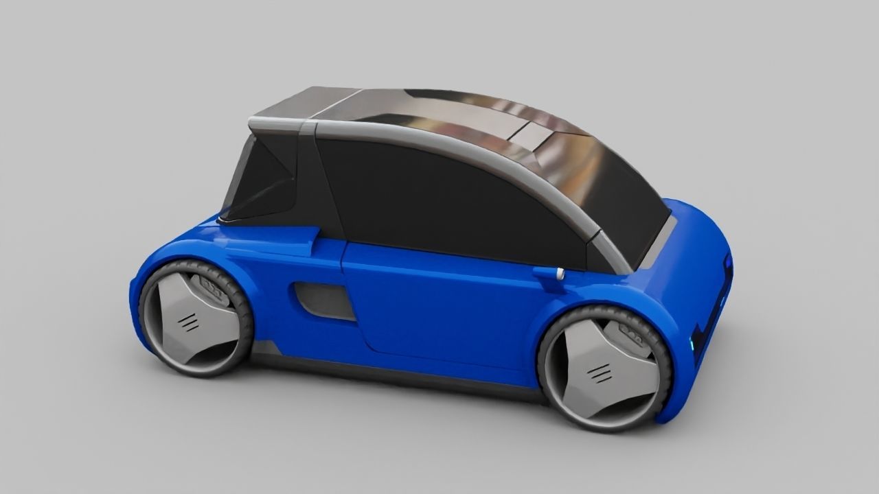 Futuristic city car rigged 3D model_24