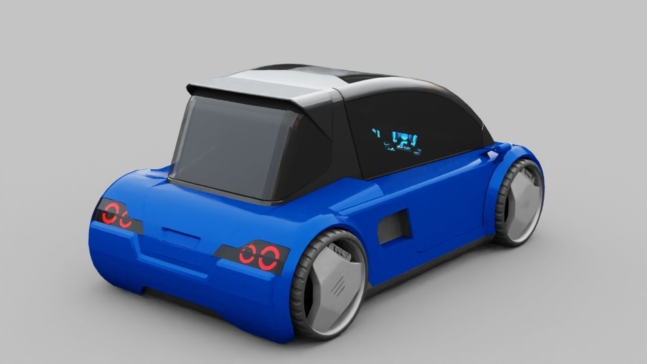 Futuristic city car rigged 3D model_6