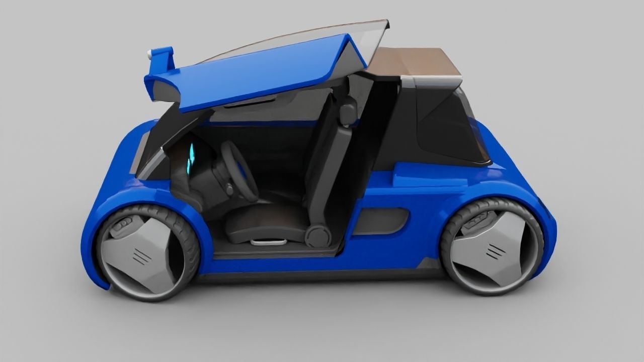 Futuristic city car rigged 3D model_15