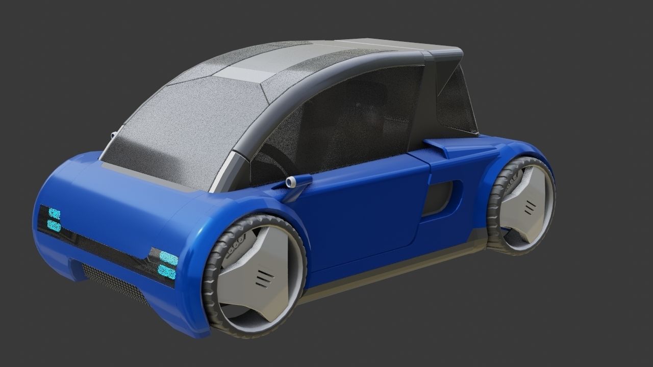 Futuristic city car rigged 3D model_32