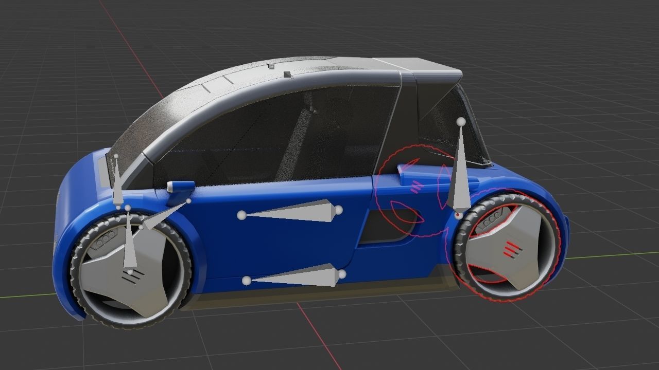 Futuristic city car rigged 3D model_31