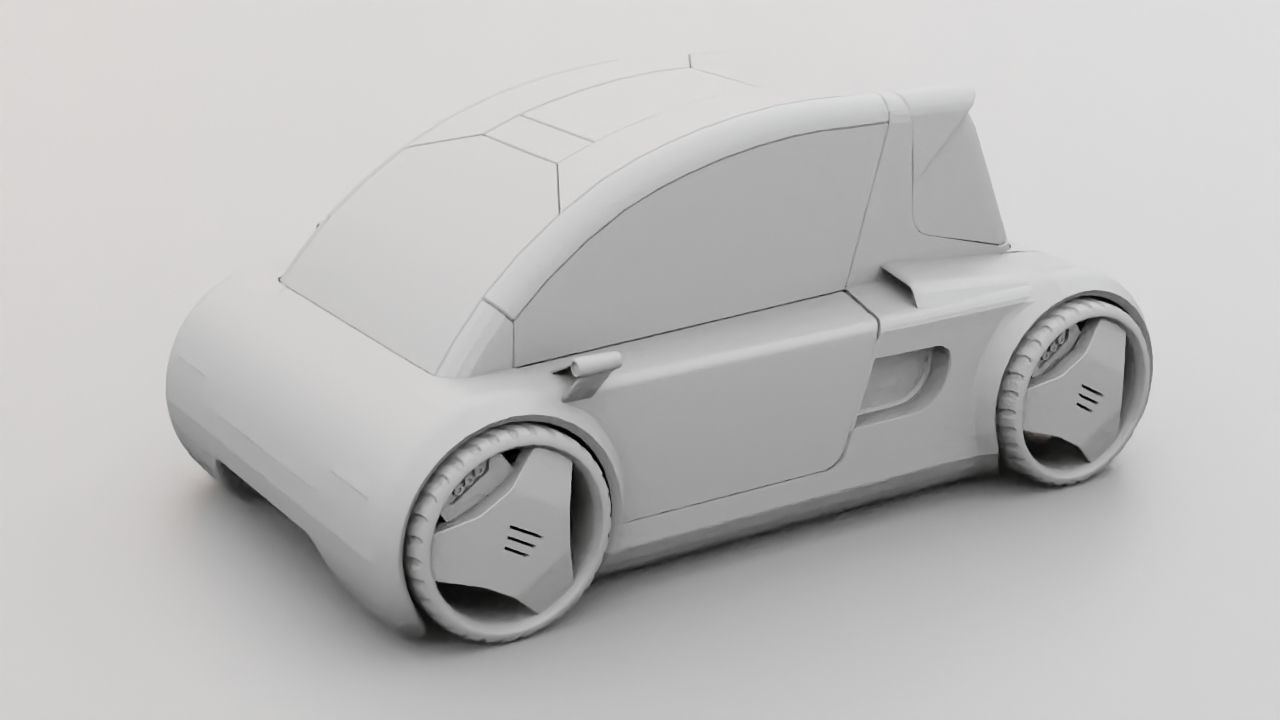 Futuristic city car rigged 3D model_36