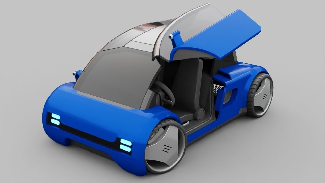 Futuristic city car rigged 3D model_17