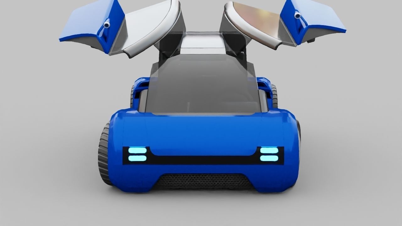 Futuristic city car rigged 3D model_20