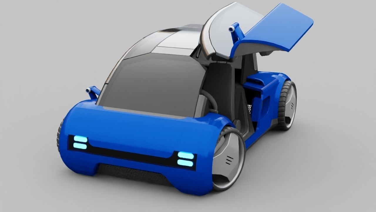 Futuristic city car rigged 3D model_18