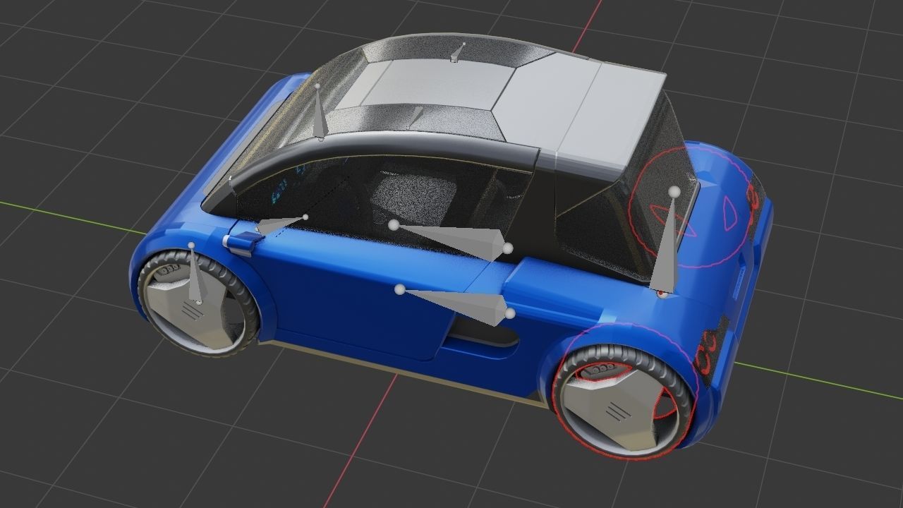 Futuristic city car rigged 3D model_30
