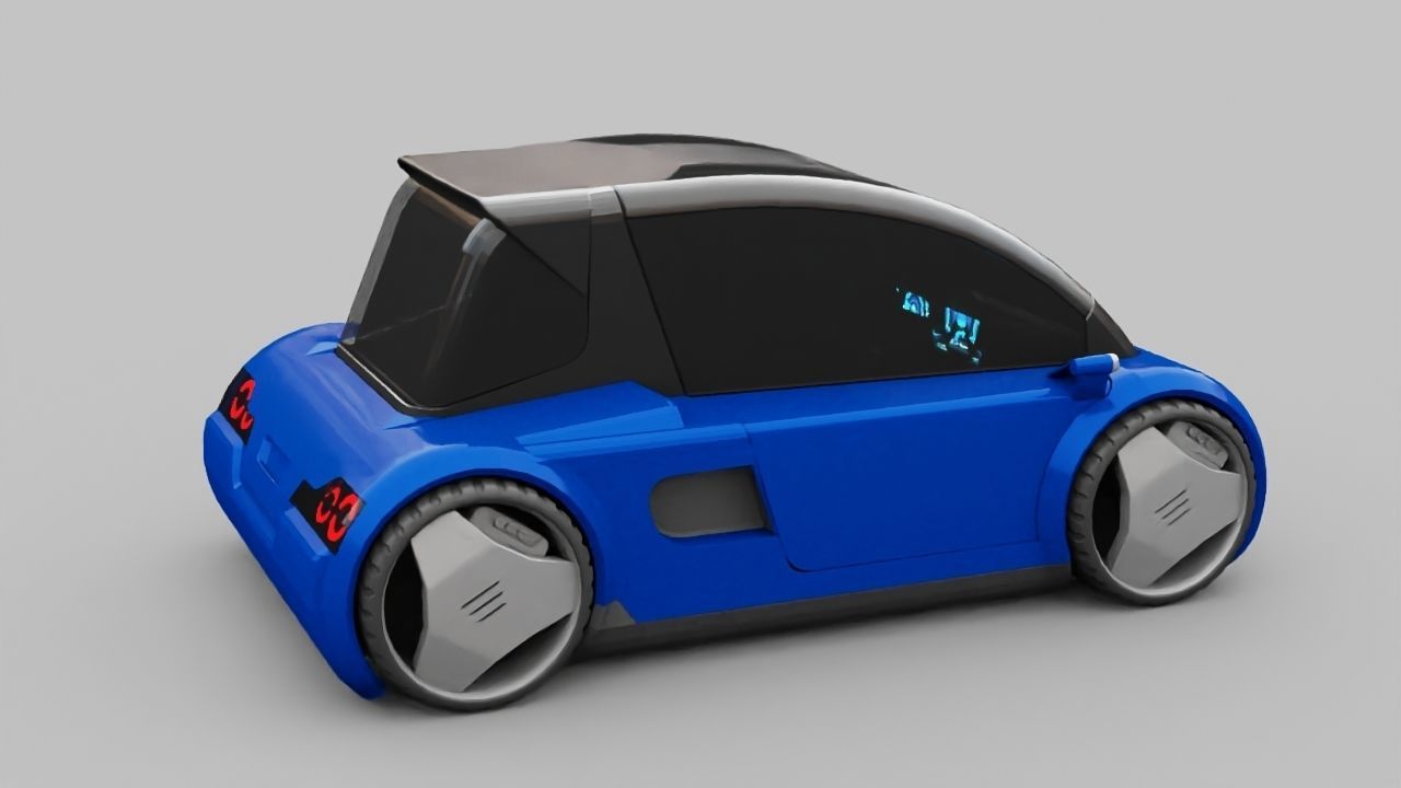 Futuristic city car rigged 3D model_4