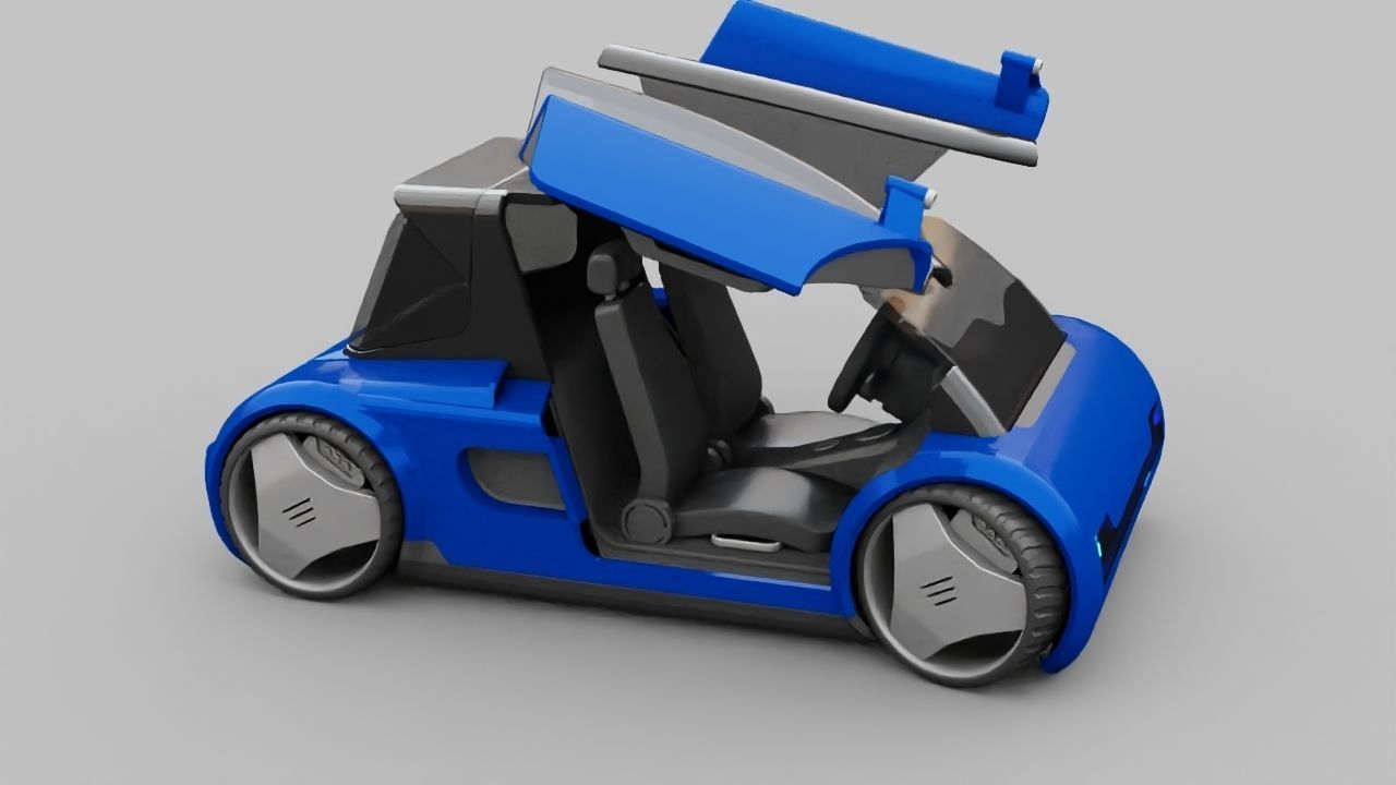 Futuristic city car rigged 3D model_23