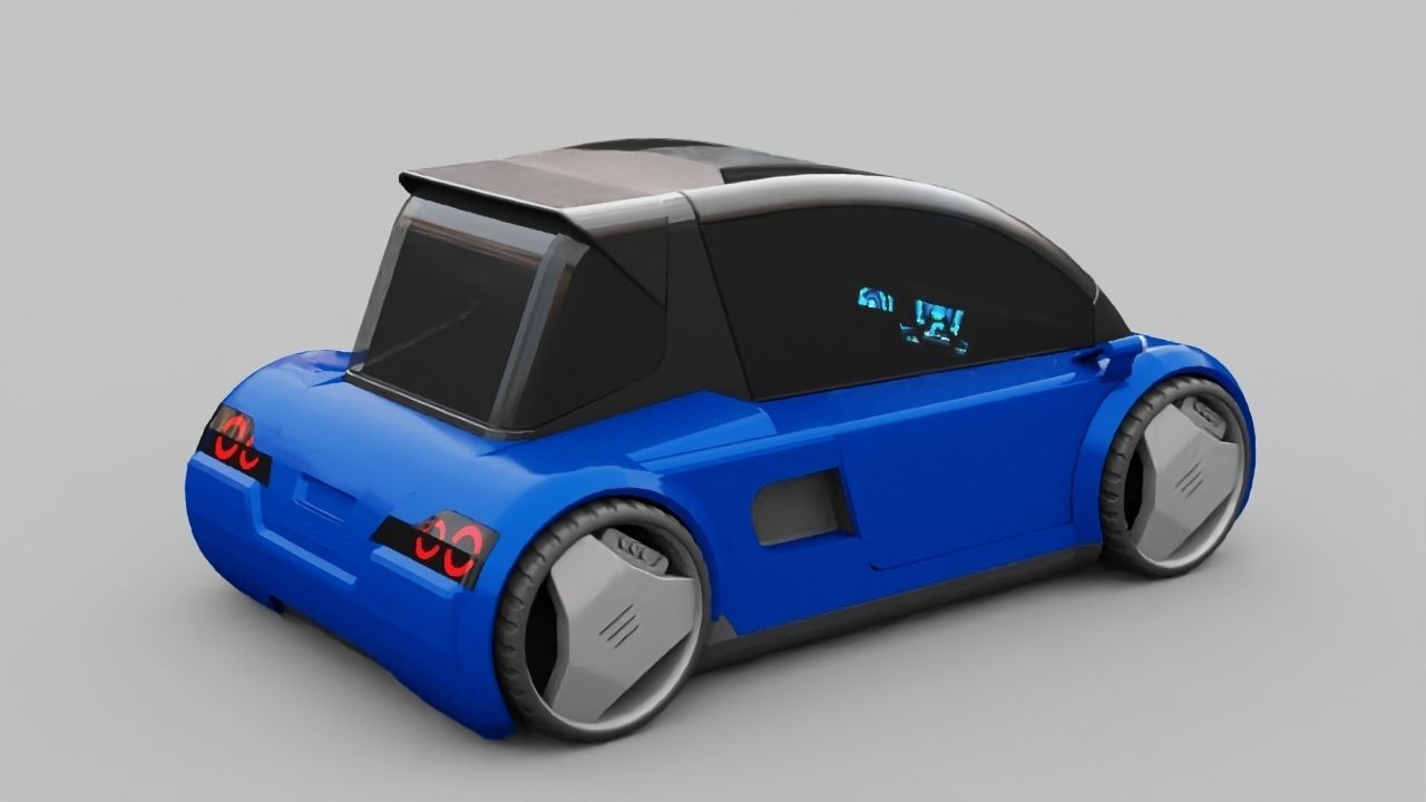 Futuristic city car rigged 3D model_5