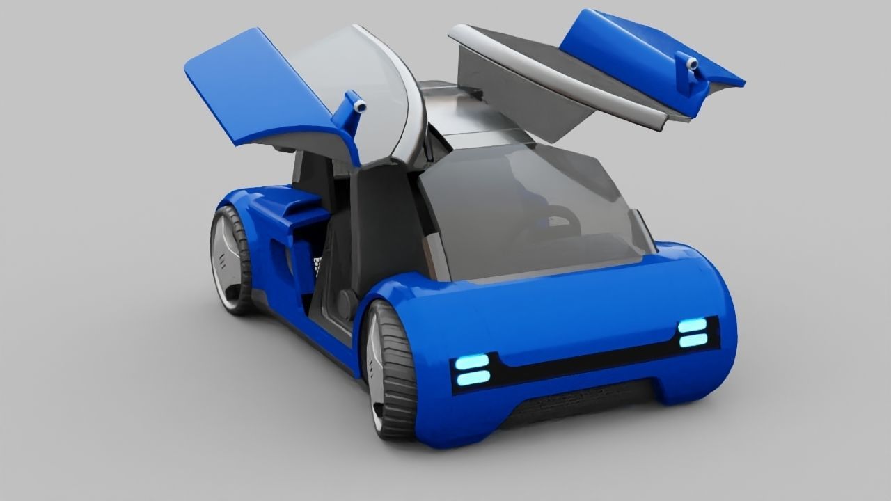 Futuristic city car rigged 3D model_21