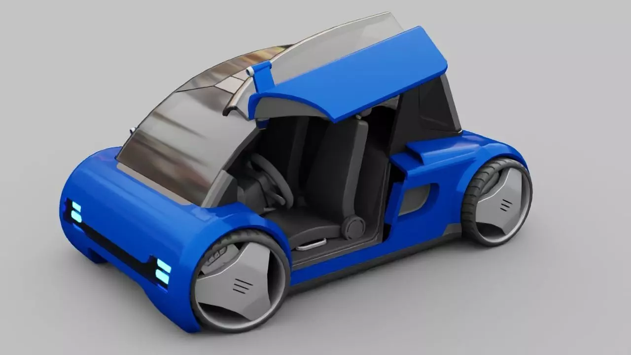 Futuristic city car rigged 3D model_0