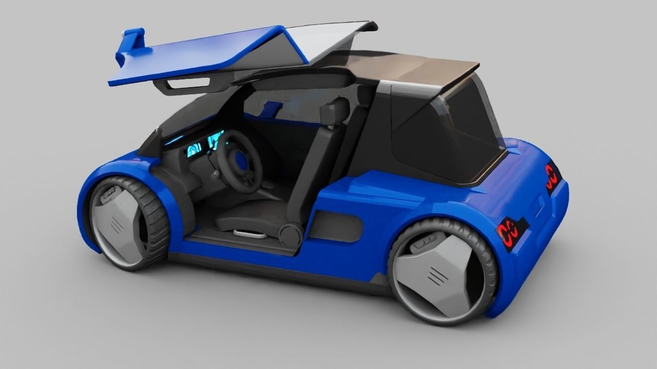 Futuristic city car rigged 3D model_14