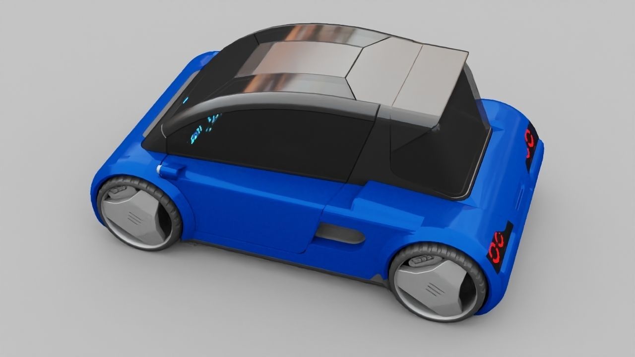 Futuristic city car rigged 3D model_29