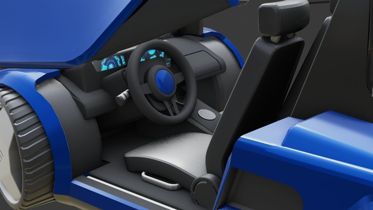 Futuristic city car rigged 3D model_33