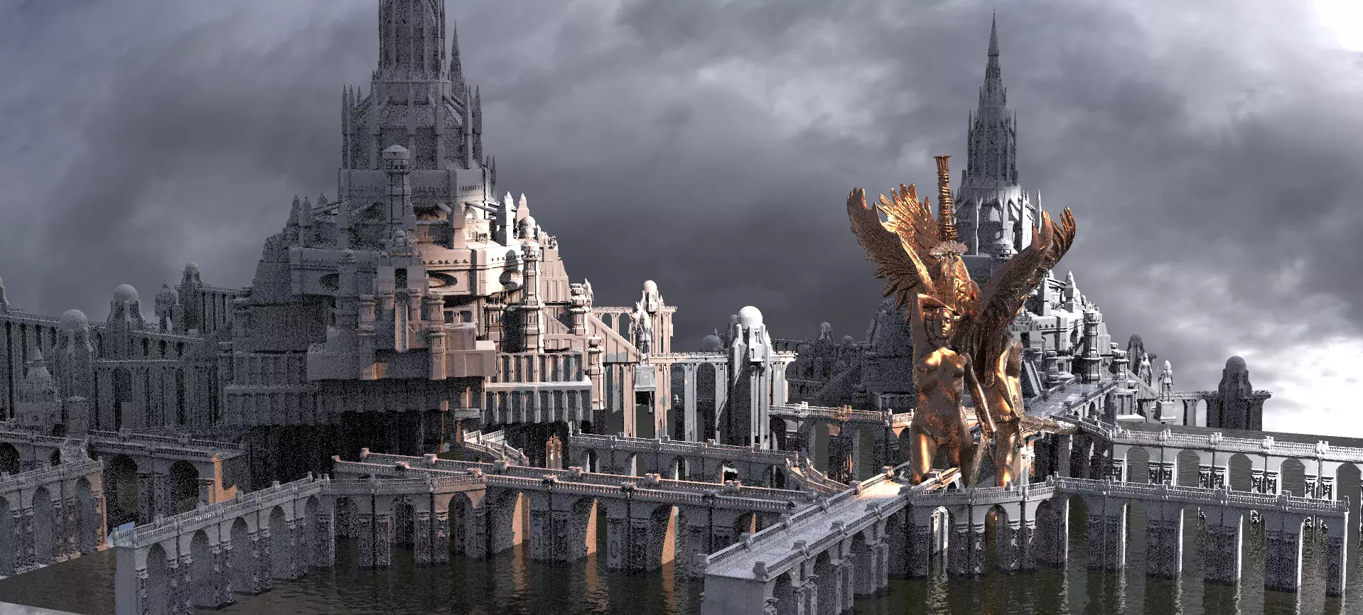 King Arthur Palace bridge City 1 3D model_0
