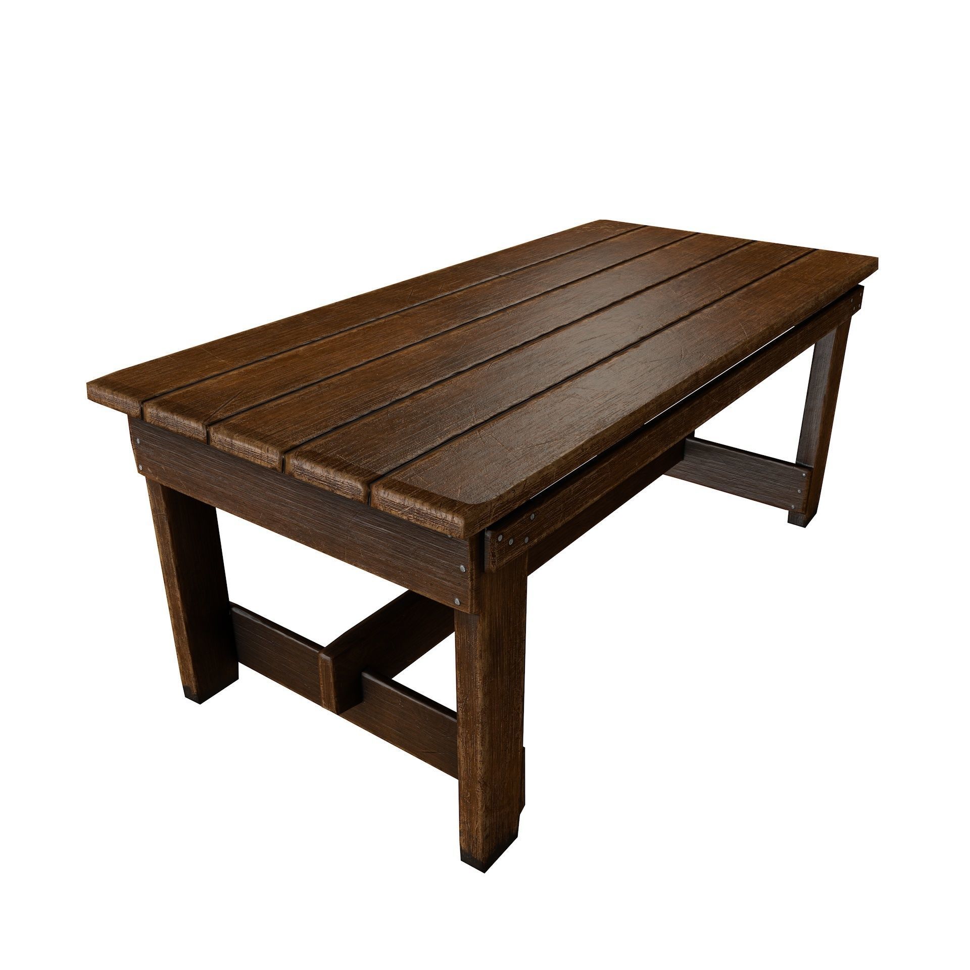 Old Vintage Wooden Table Game Ready Low Poly Low-poly 3D model_5