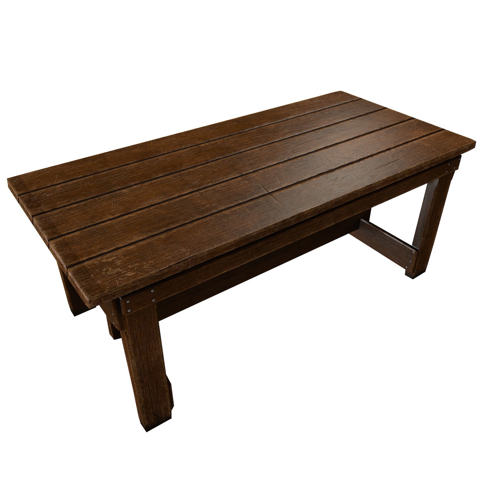 Old Vintage Wooden Table Game Ready Low Poly Low-poly 3D model_4
