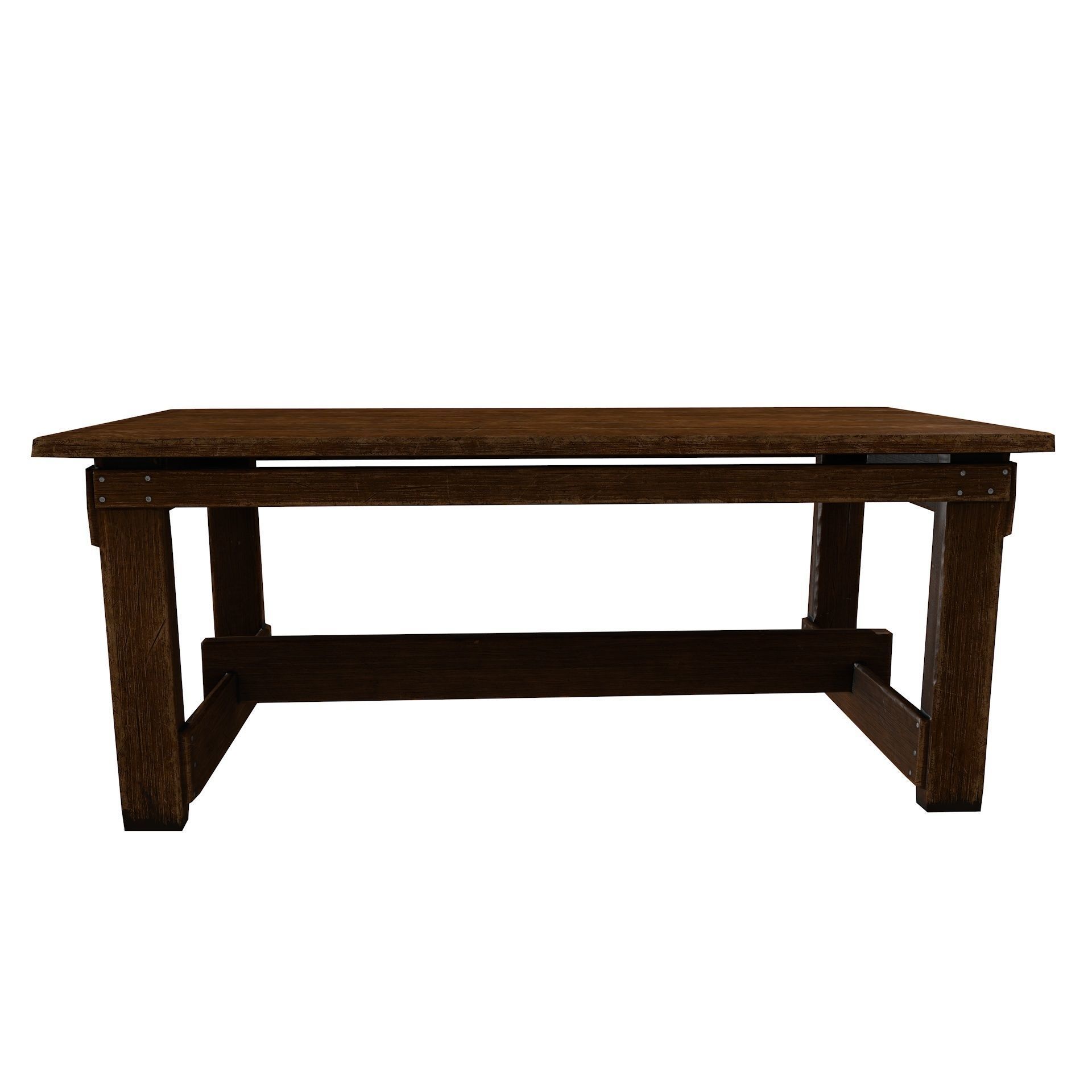 Old Vintage Wooden Table Game Ready Low Poly Low-poly 3D model_8