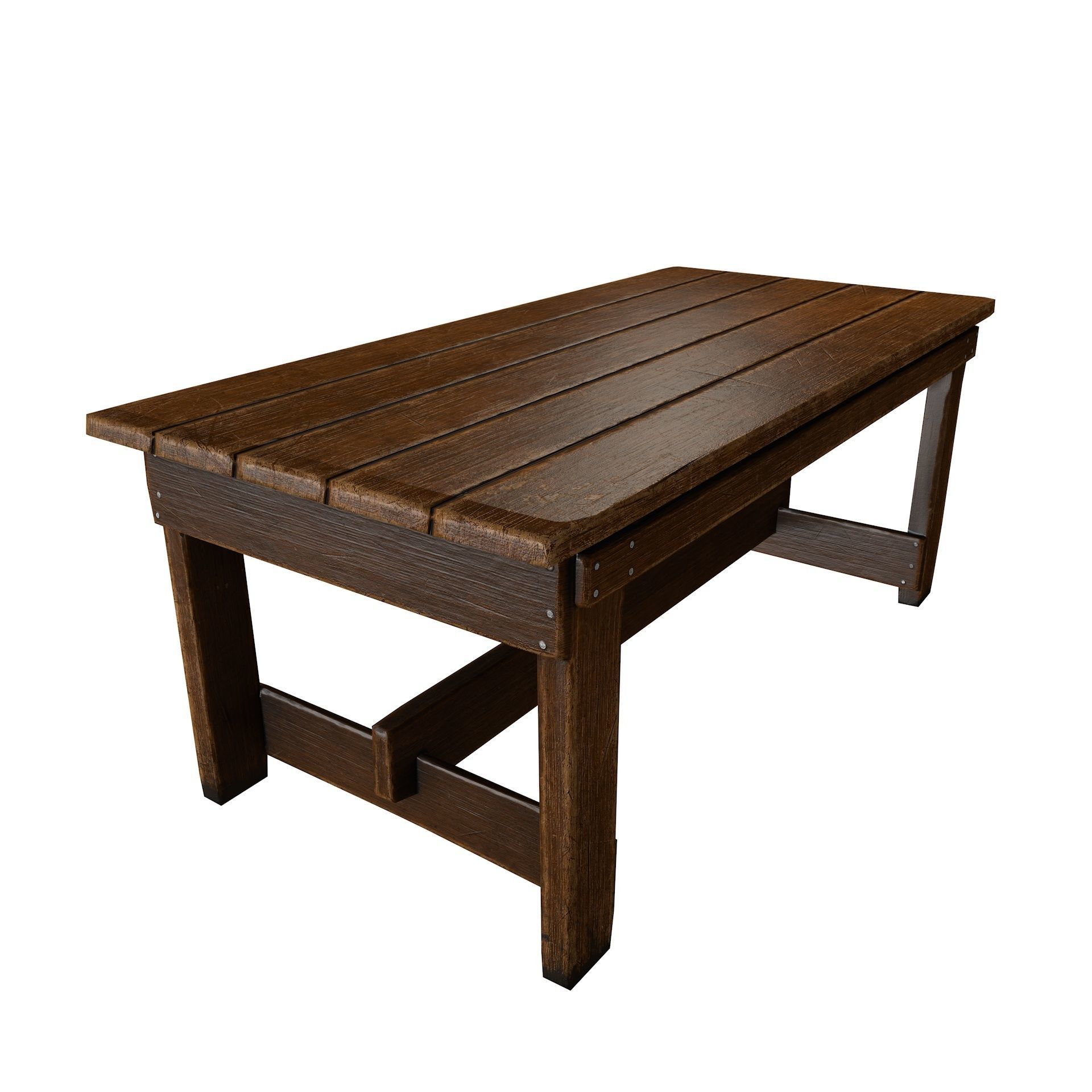 Old Vintage Wooden Table Game Ready Low Poly Low-poly 3D model_2