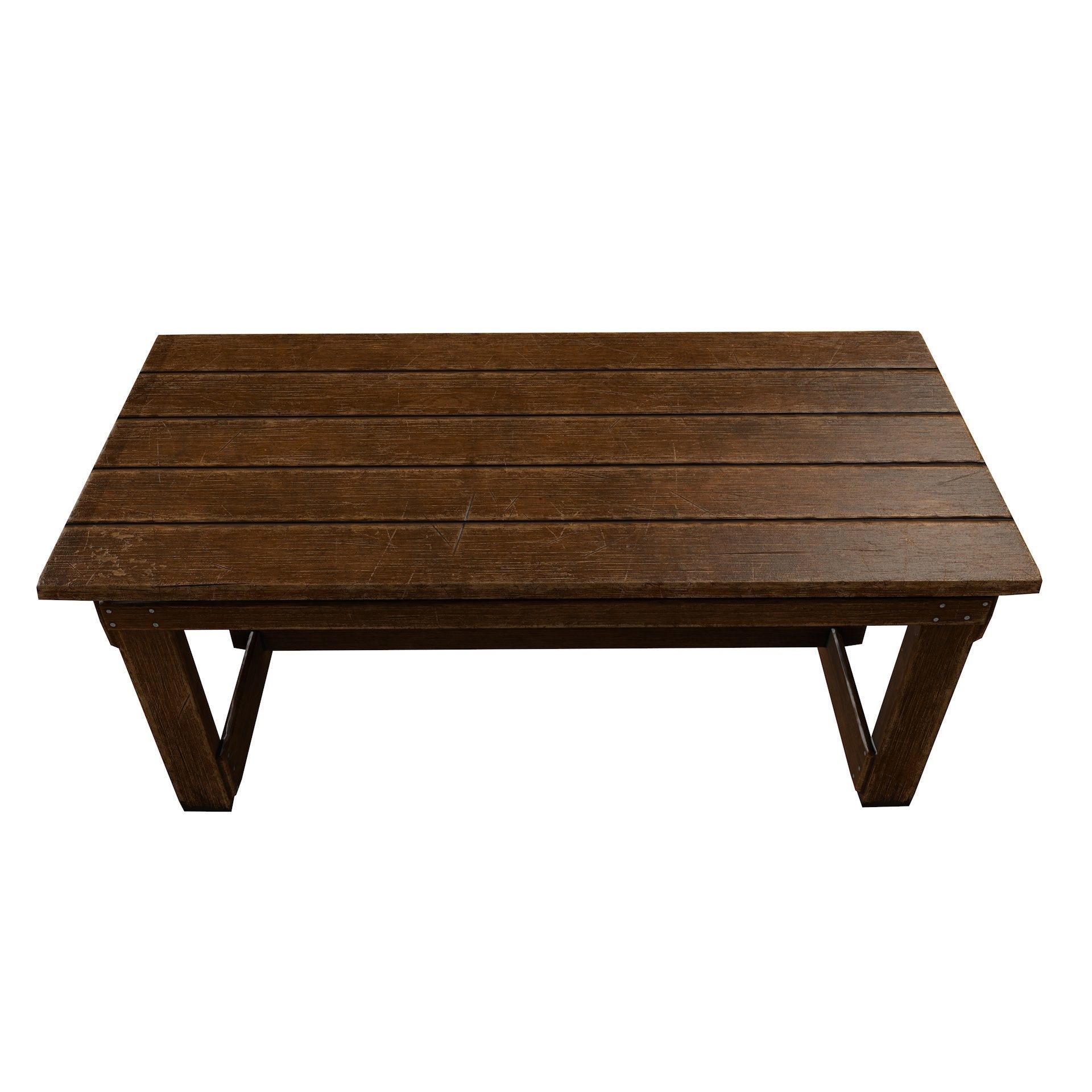 Old Vintage Wooden Table Game Ready Low Poly Low-poly 3D model_6