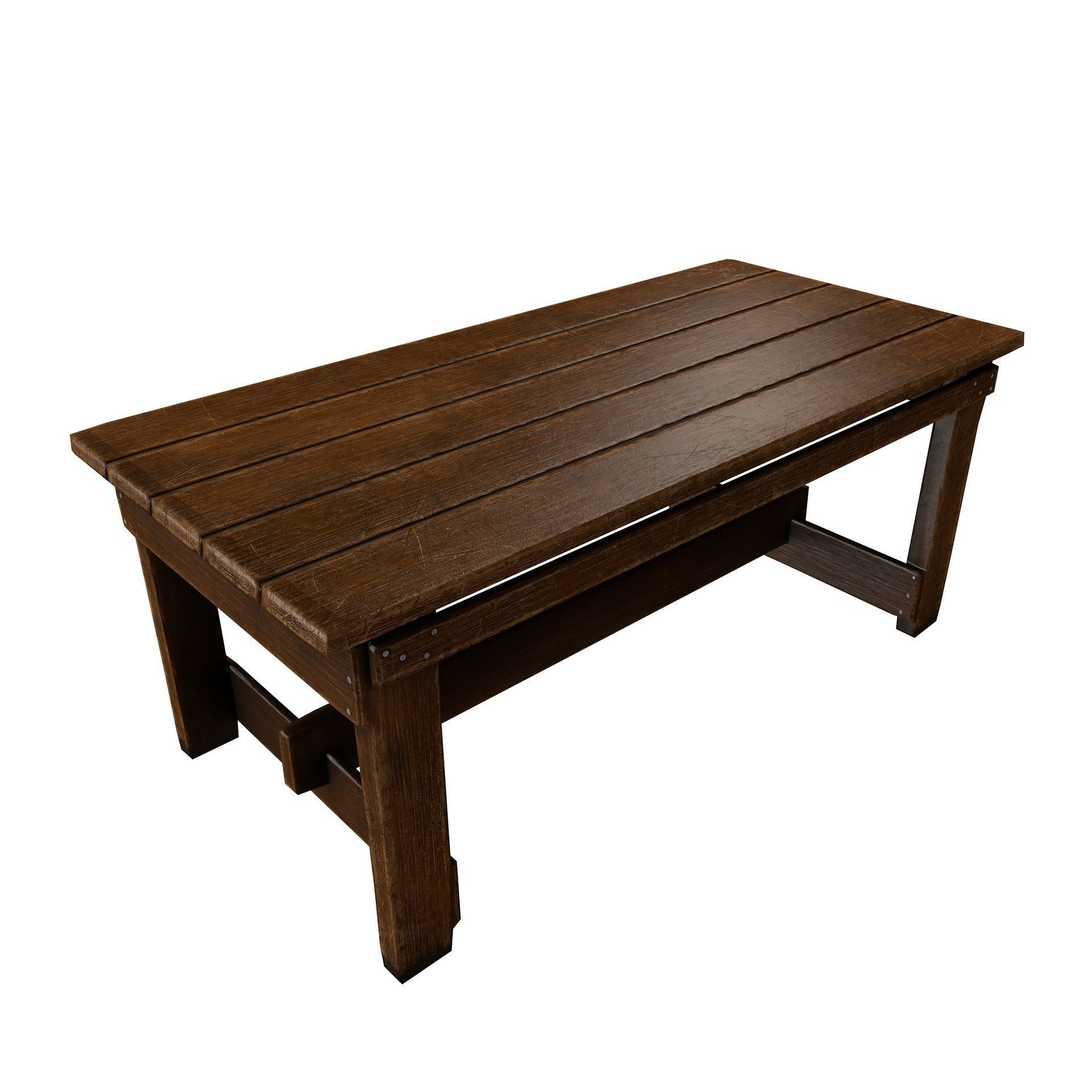 Old Vintage Wooden Table Game Ready Low Poly Low-poly 3D model_3