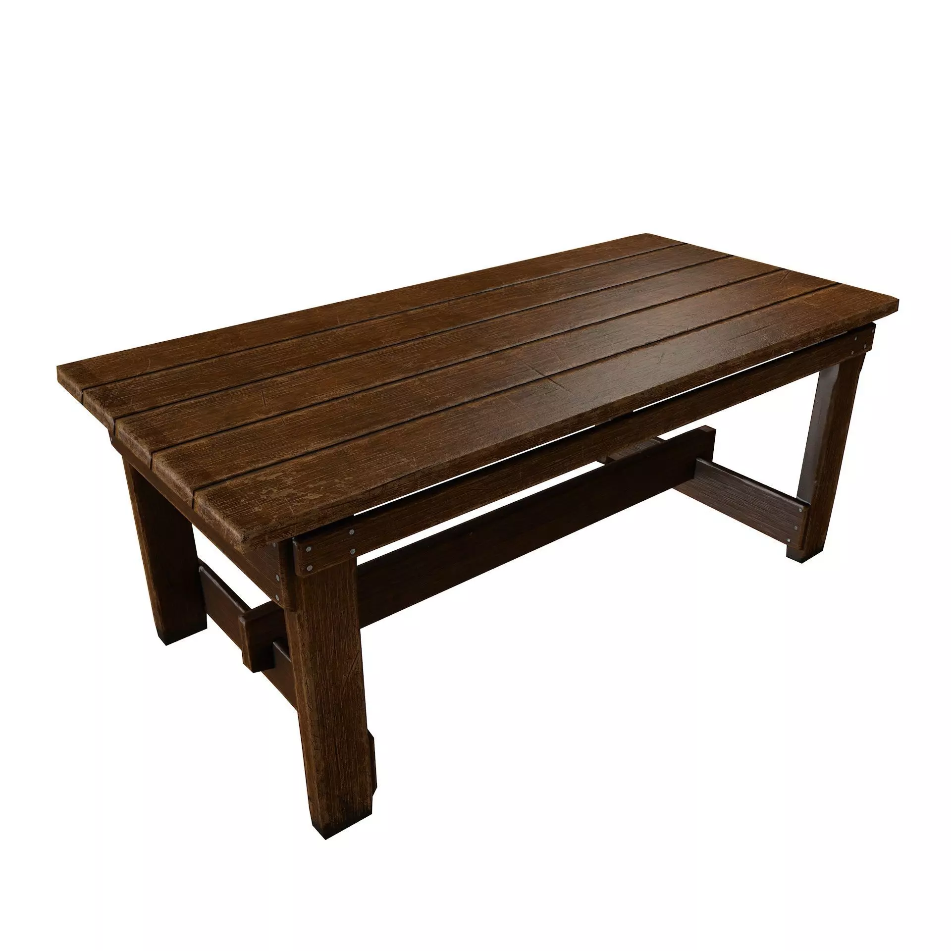 Old Vintage Wooden Table Game Ready Low Poly Low-poly 3D model_0