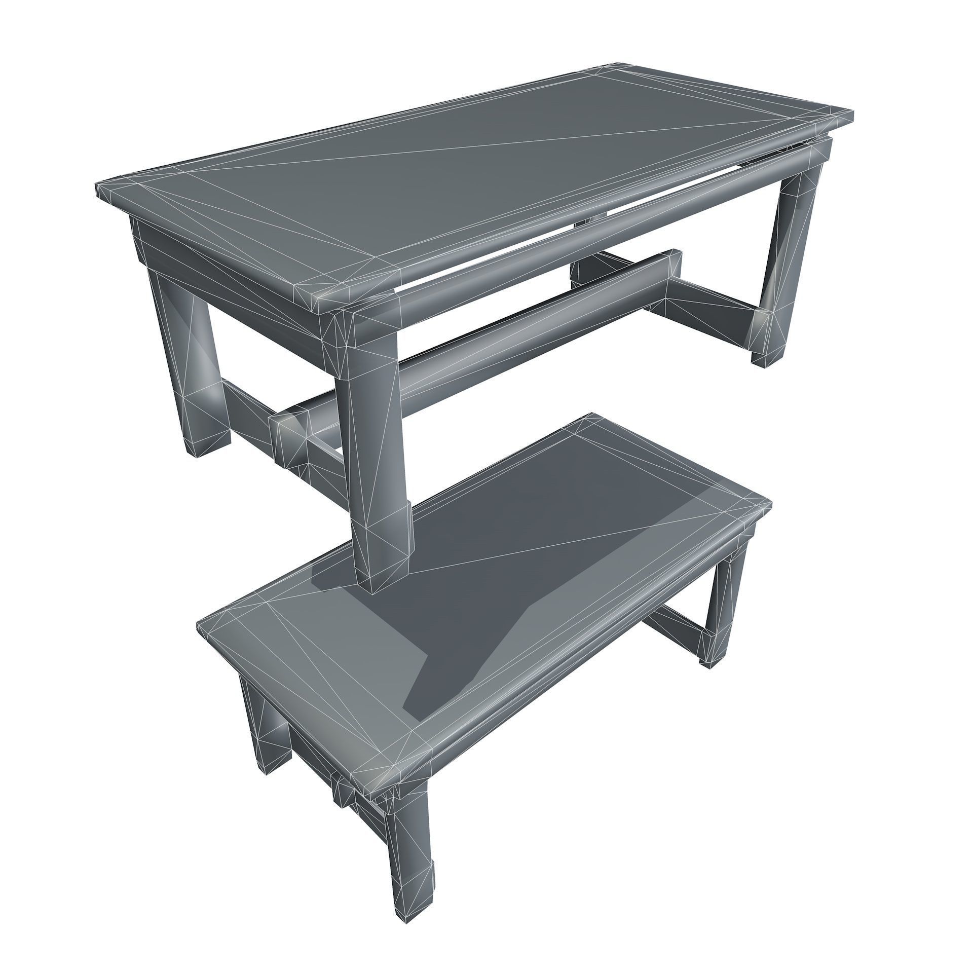 Old Vintage Wooden Table Game Ready Low Poly Low-poly 3D model_14