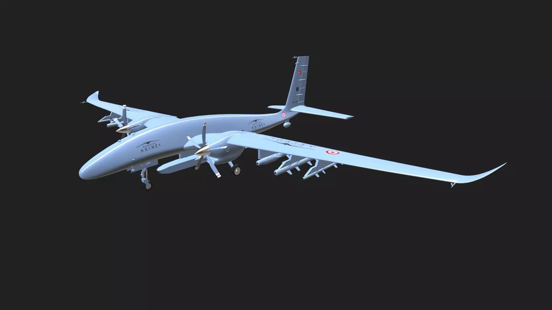 AKINCI UAV Low-poly 3D model