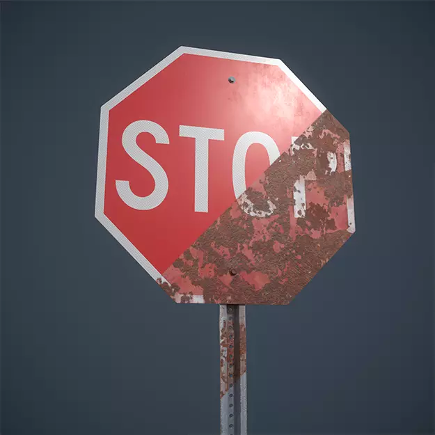 Stop Sign Low-poly 3D model_0