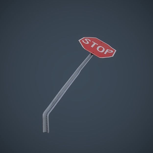 Stop Sign Low-poly 3D model_6