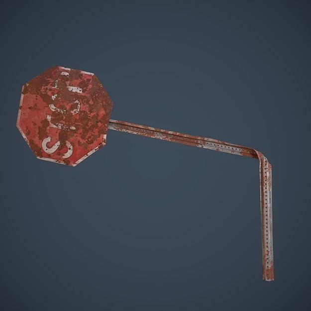 Stop Sign Low-poly 3D model_9