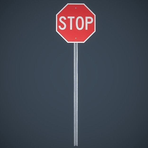 Stop Sign Low-poly 3D model_4