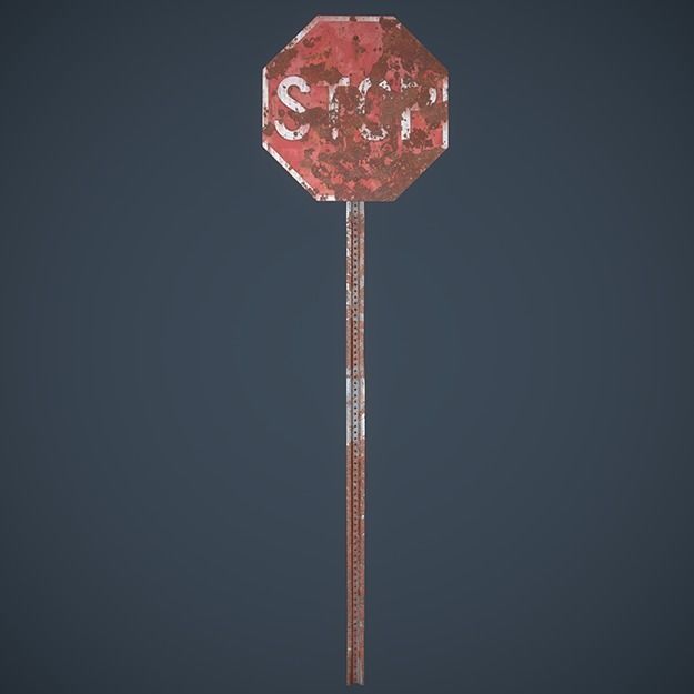 Stop Sign Low-poly 3D model_5