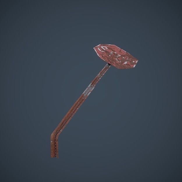 Stop Sign Low-poly 3D model_7