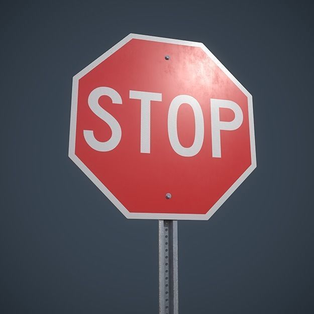 Stop Sign Low-poly 3D model_2