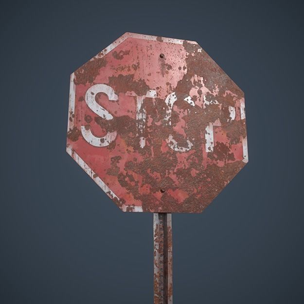 Stop Sign Low-poly 3D model_3