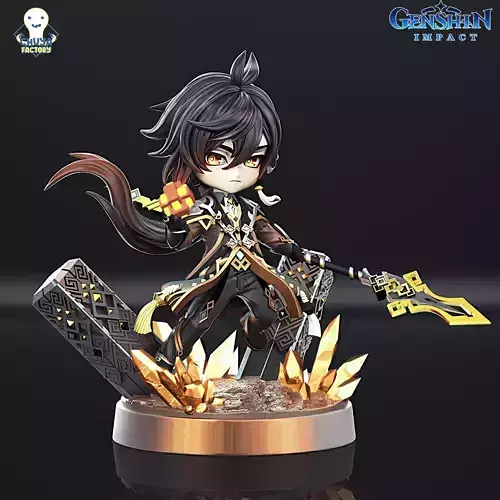Zhongli figurine of character holding sword