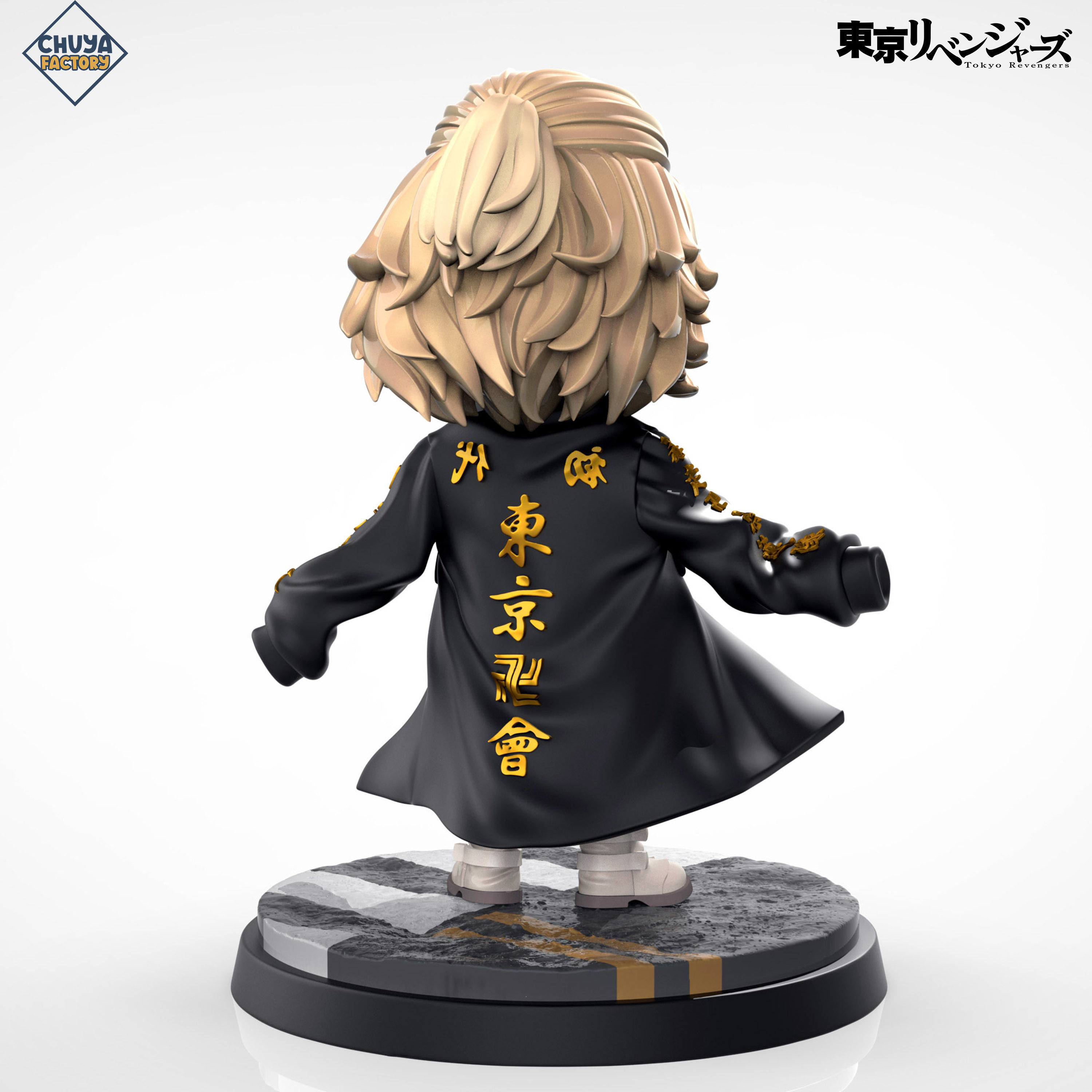 Mikey anime figurine with blonde hair 3D print model_1