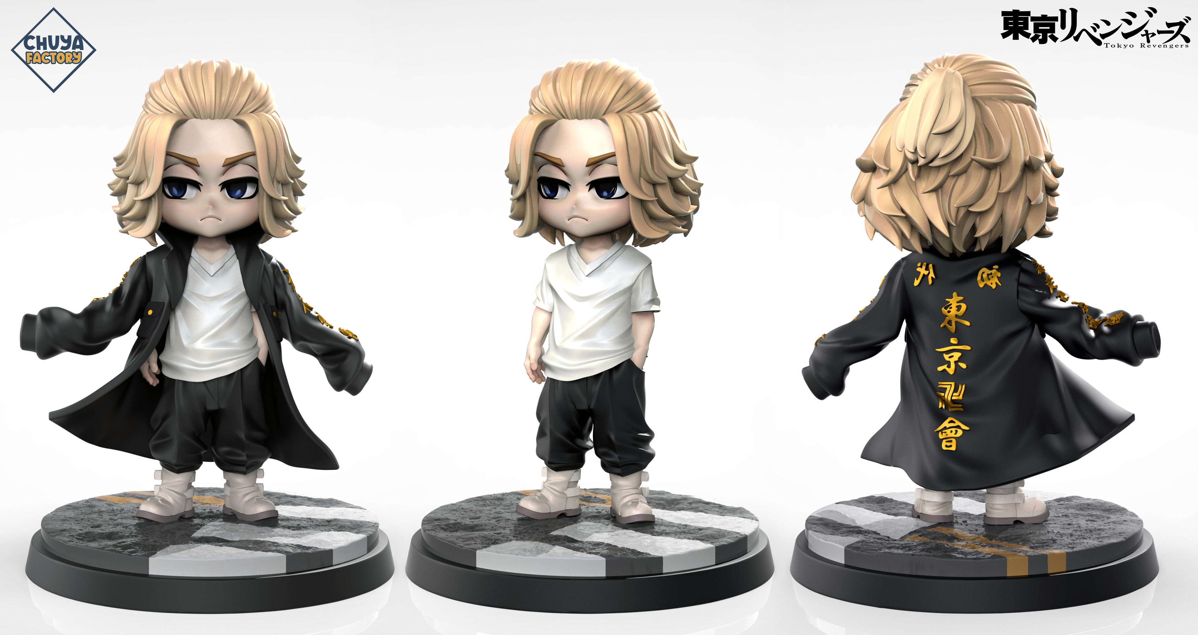 Mikey anime figurine with blonde hair 3D print model_2
