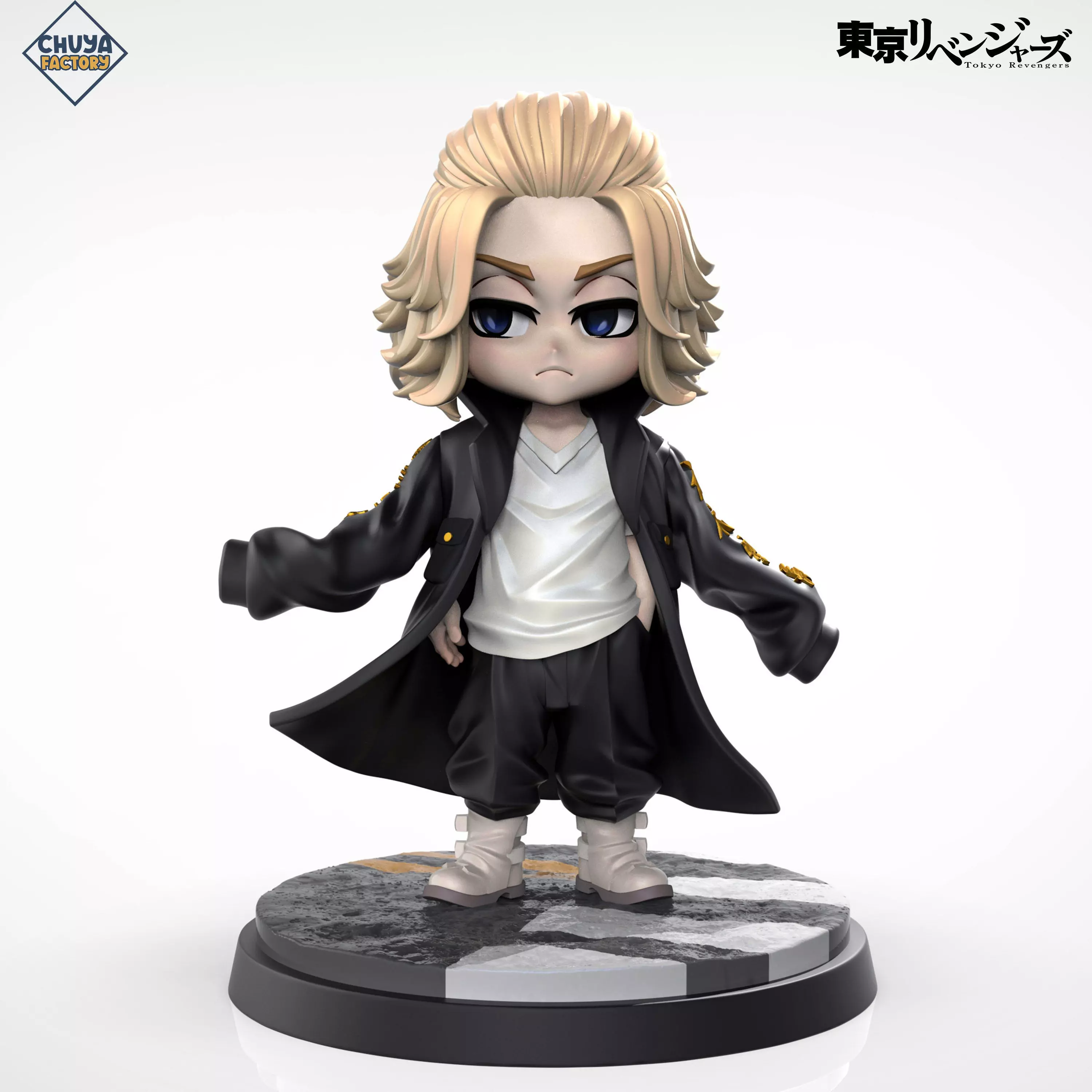 Mikey anime figurine with blonde hair 3D print model_0