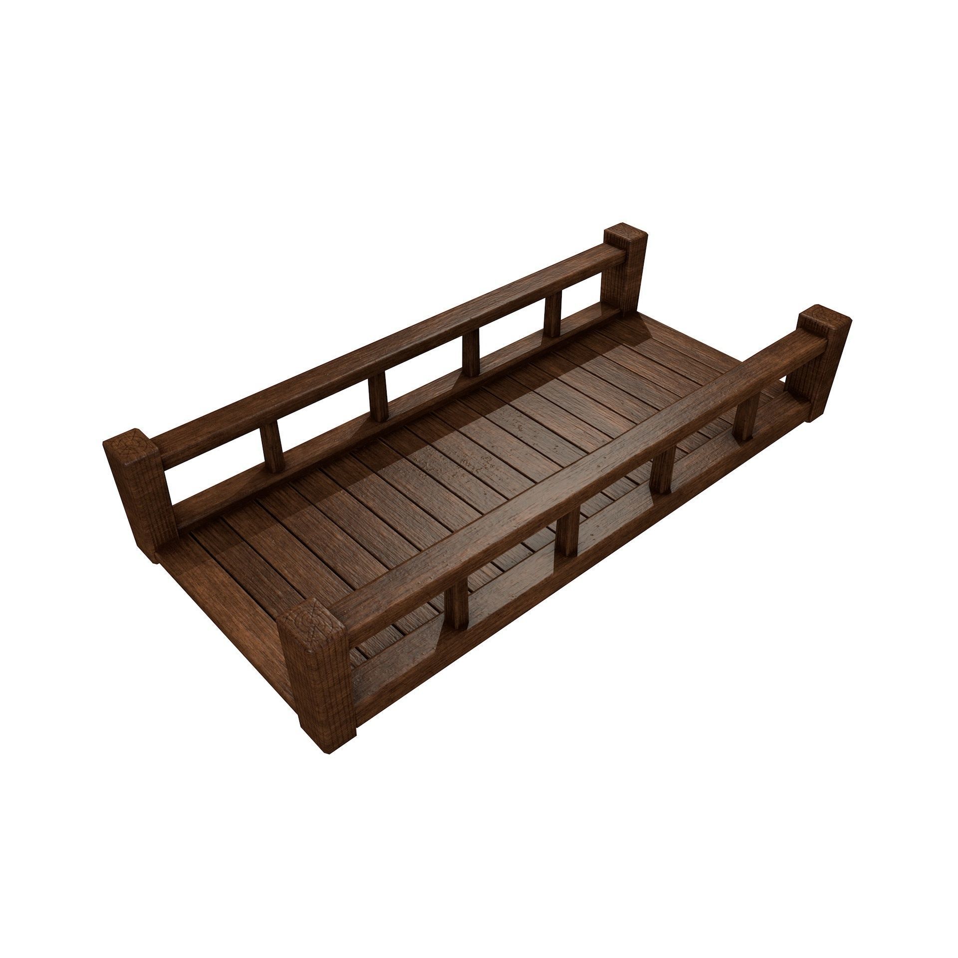 Fantasy Wooden Bridge Low-poly 3D model_11