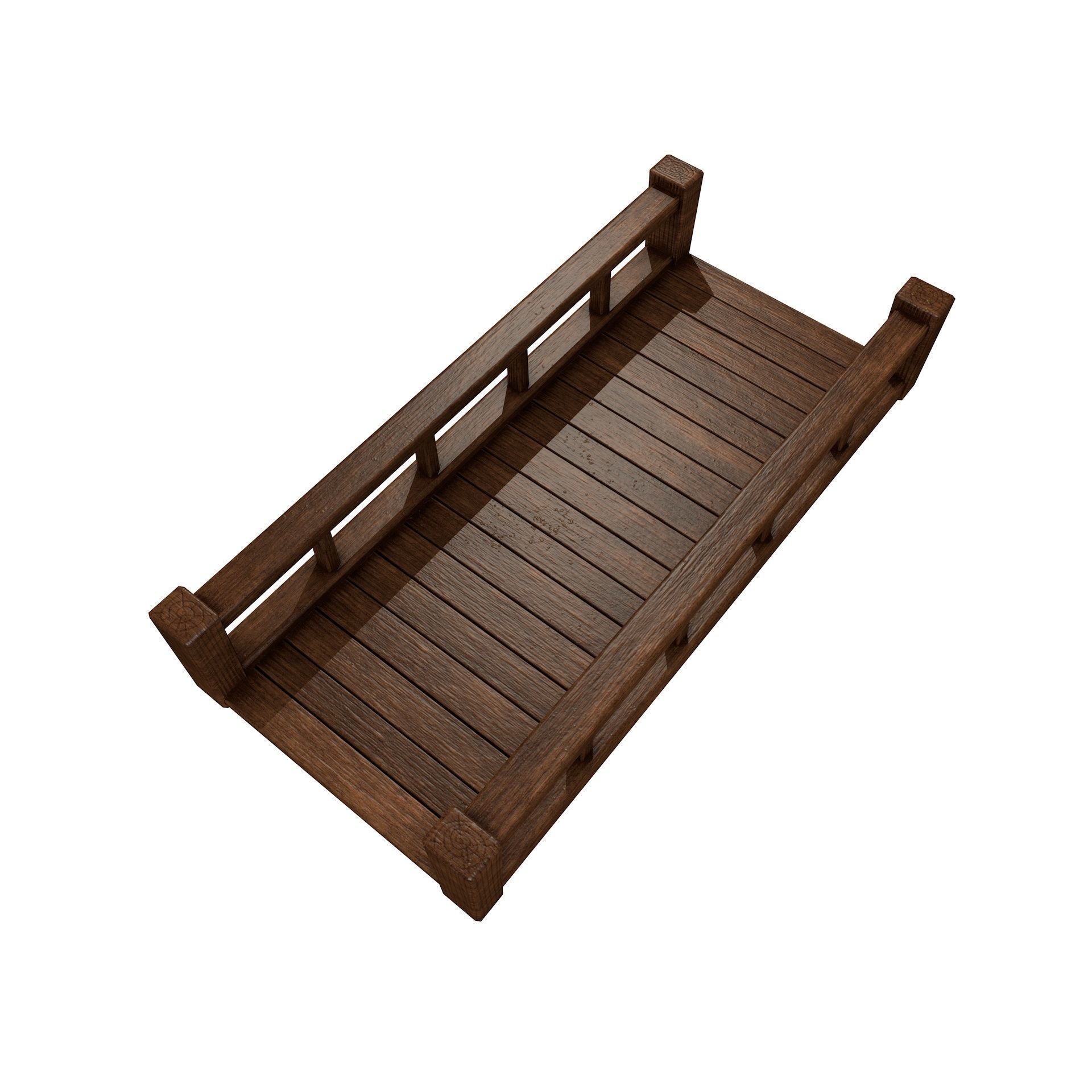 Fantasy Wooden Bridge Low-poly 3D model_8