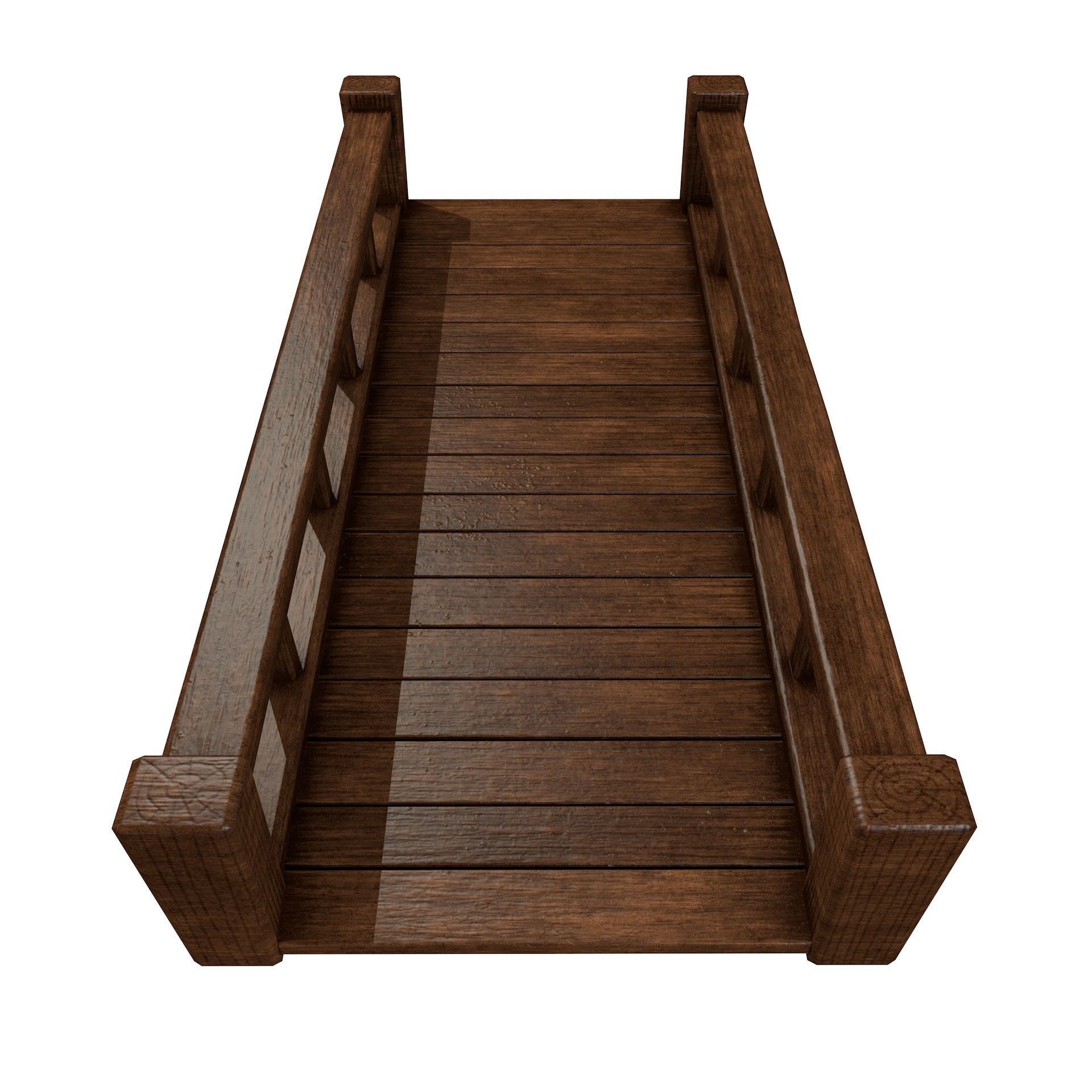 Fantasy Wooden Bridge Low-poly 3D model_10
