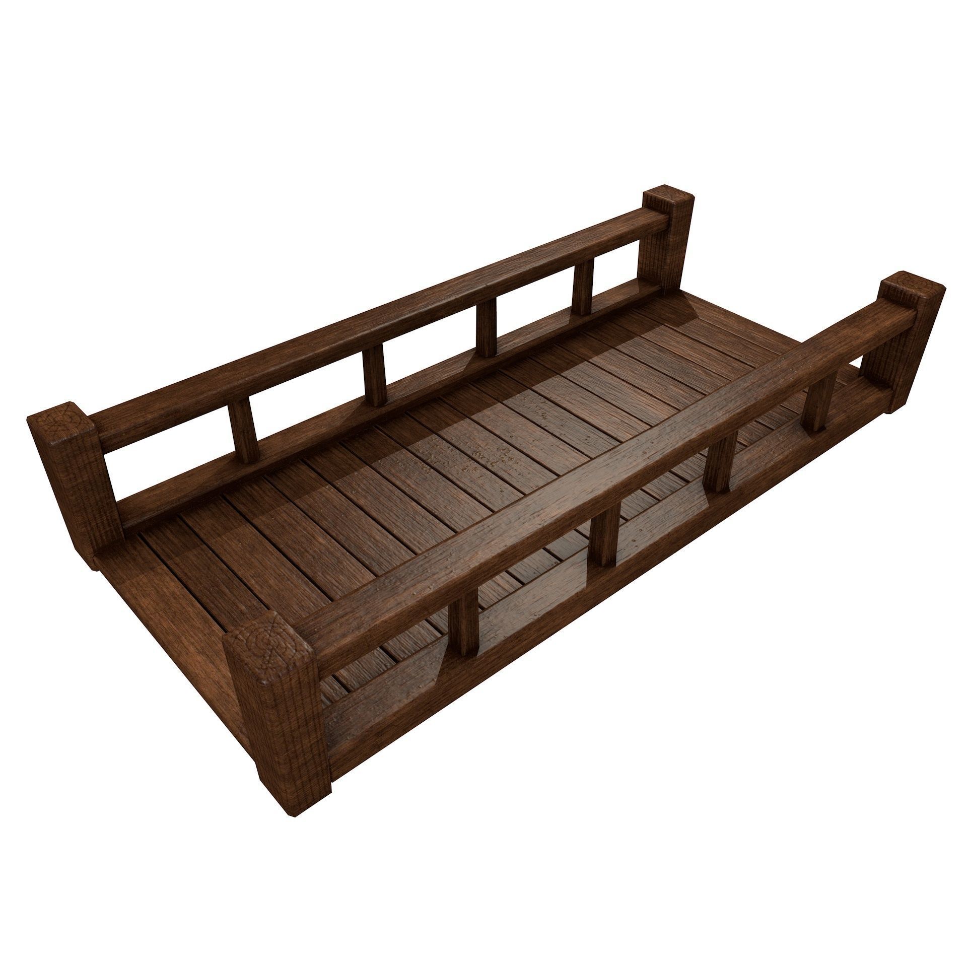 Fantasy Wooden Bridge Low-poly 3D model_2
