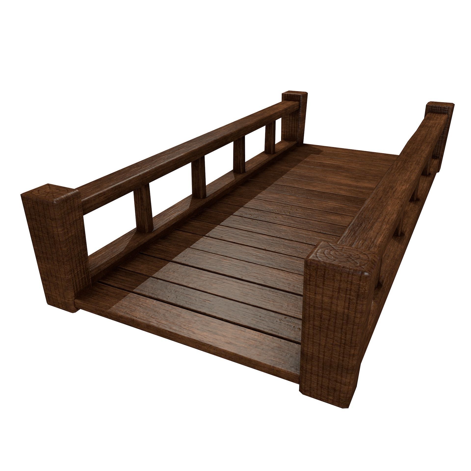 Fantasy Wooden Bridge Low-poly 3D model_7
