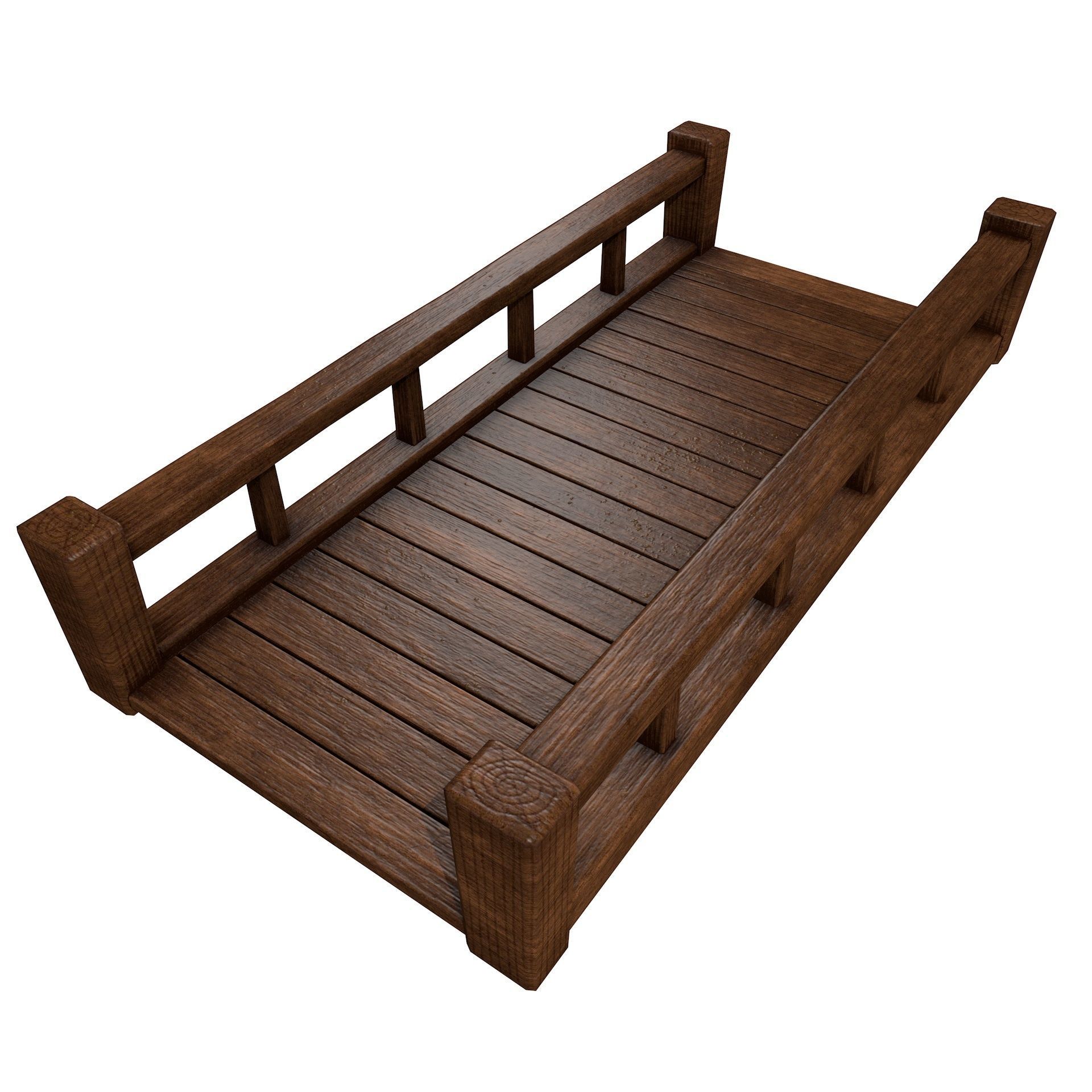 Fantasy Wooden Bridge Low-poly 3D model_4