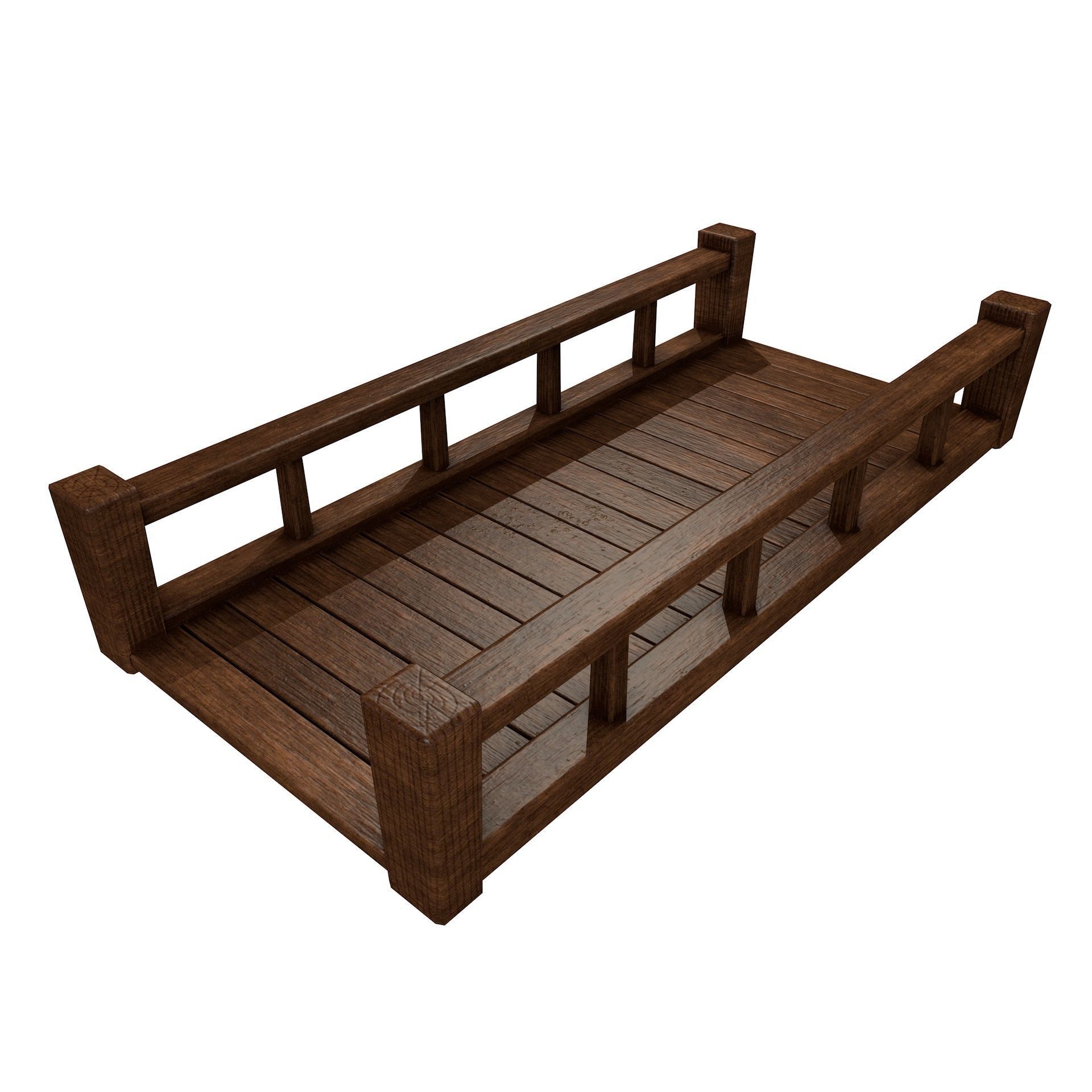 Fantasy Wooden Bridge Low-poly 3D model_9