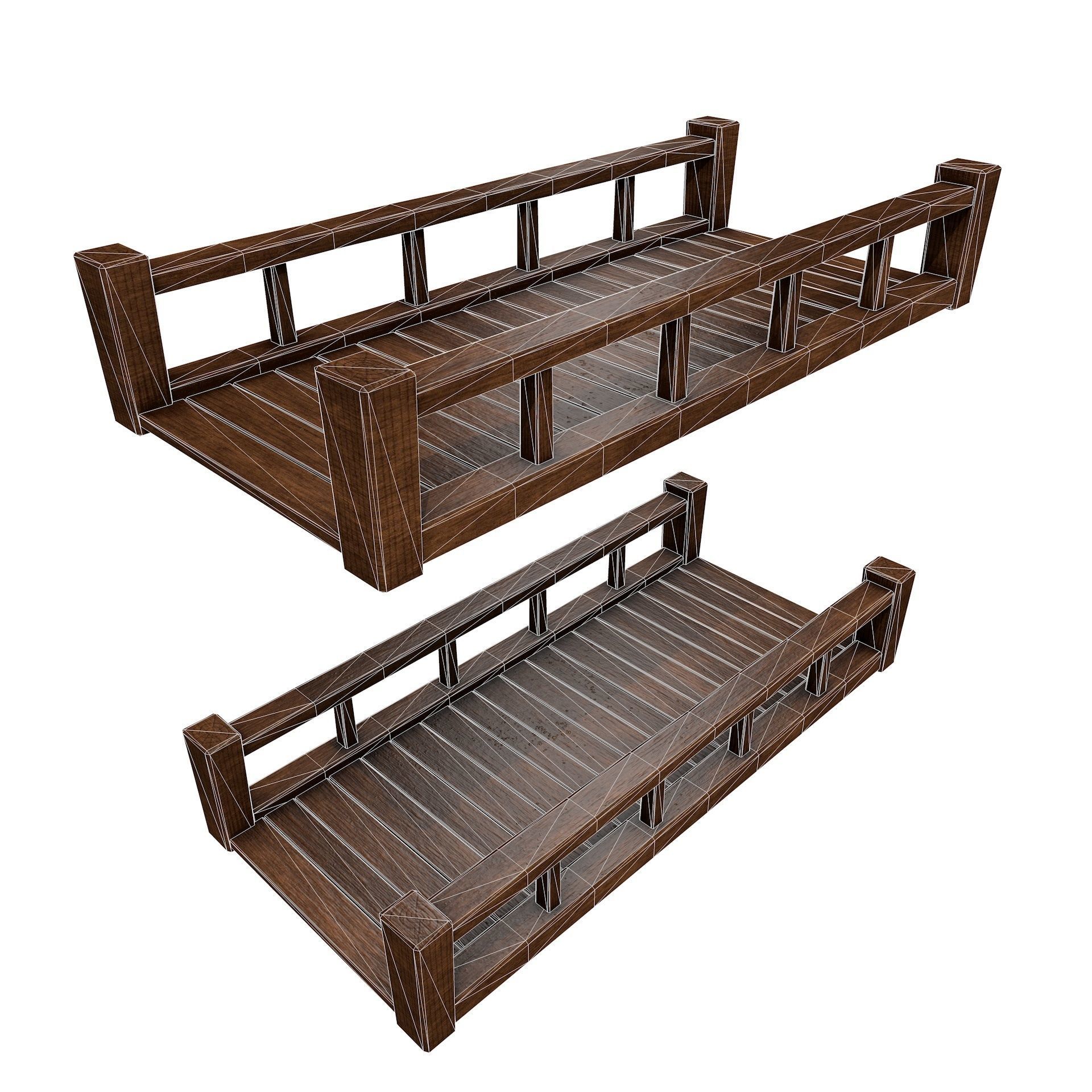 Fantasy Wooden Bridge Low-poly 3D model_12