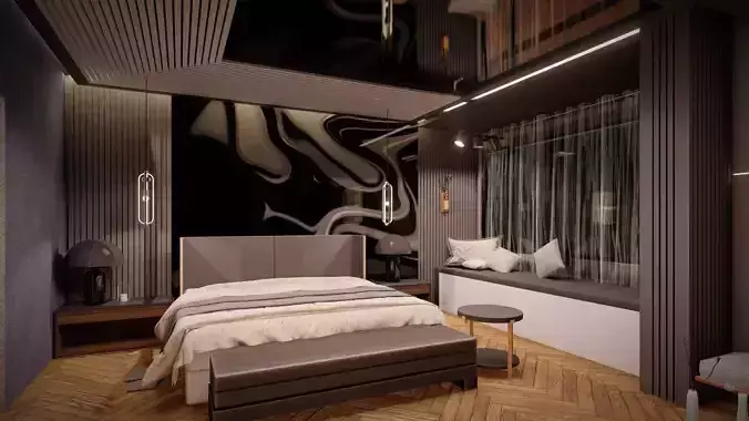 Luxury Bedroom Interior With Balcony Garden 