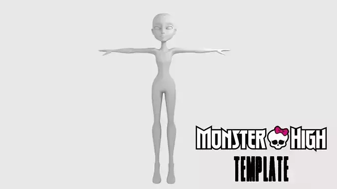 Monster High low-poly base mesh body template rig friendly 3D model